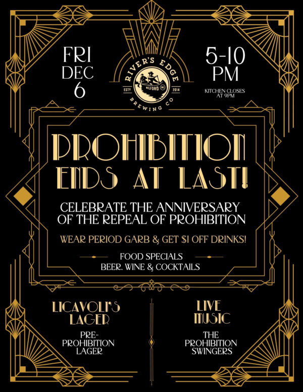 Repeal of Prohibition Party on Friday, December 6th, 5-10pm