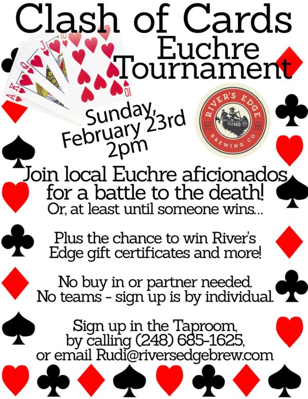 Euchre tournament on February 23rd