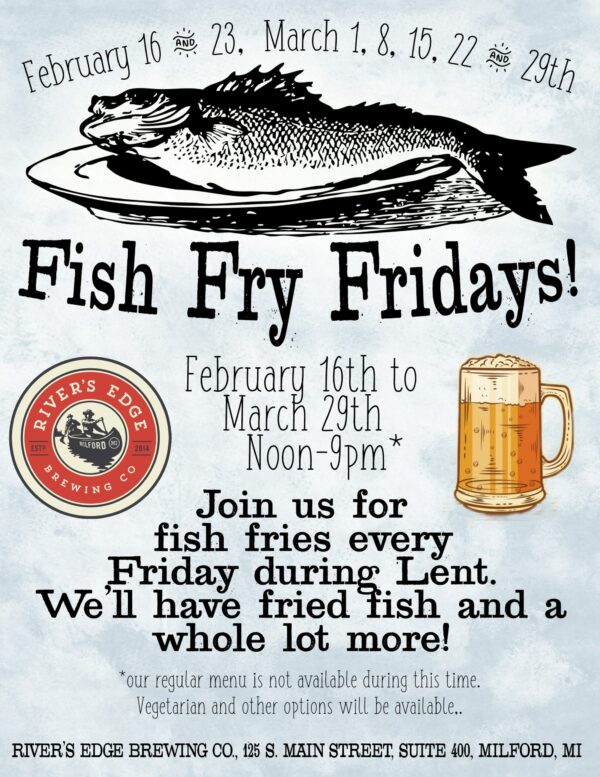 Flyer for friday Fish Fries during Lent.