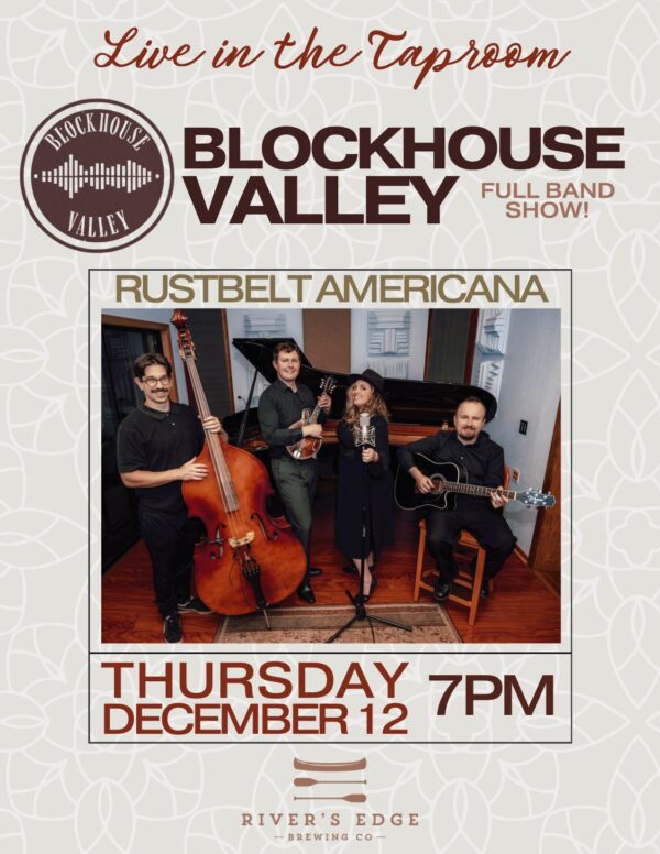 Blockhouse Valley live on December 12th at 7pm.