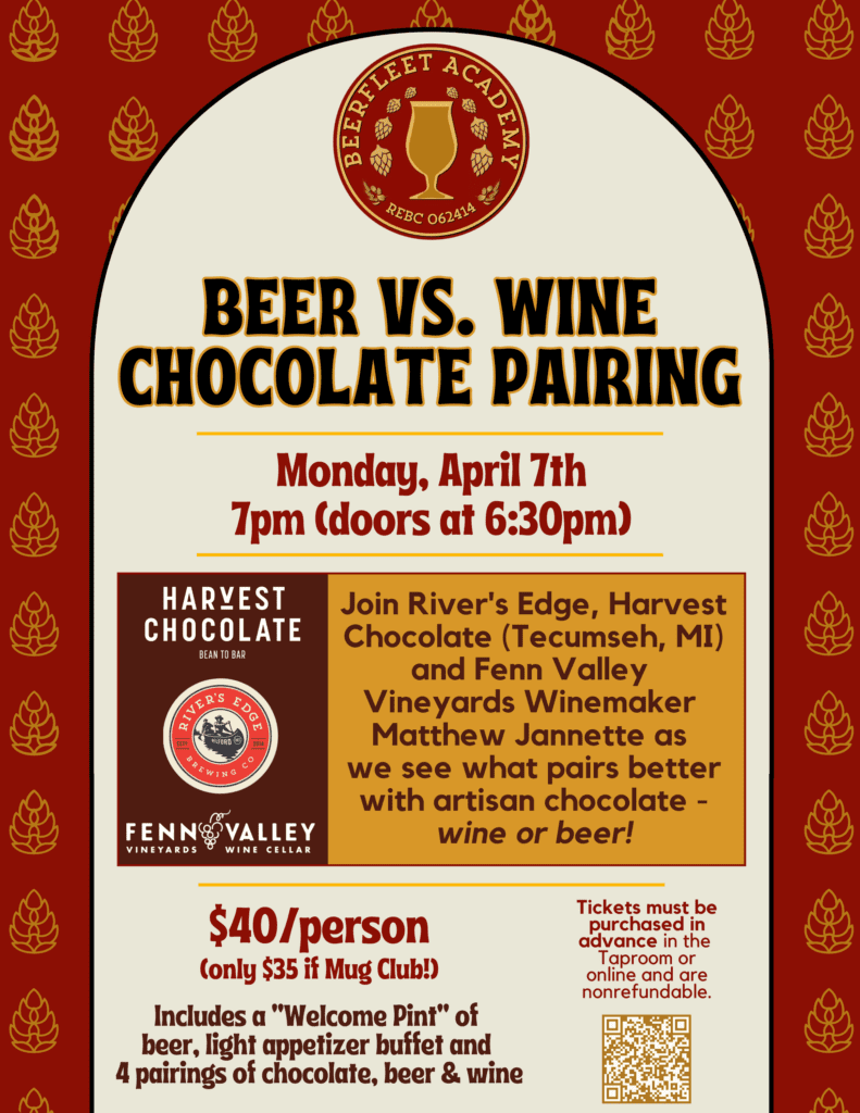 Beer vs Wine with Chocolate pairing on April 7th