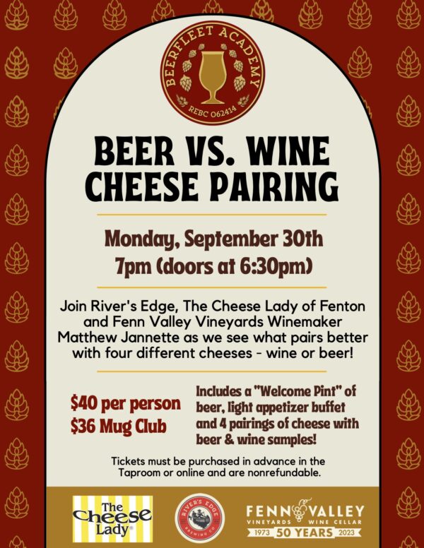 Beer vs Wine Cheese Tasting on Sept 30th.